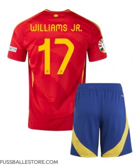 Günstige Spanien Nico Williams #17 Heimtrikotsatz Kinder EM 2024 Kurzarm (+ Kurze Hosen)